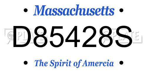 D85428S Massachusetts License Plate