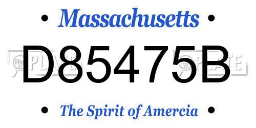 D85475B Massachusetts License Plate
