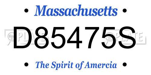 D85475S Massachusetts License Plate