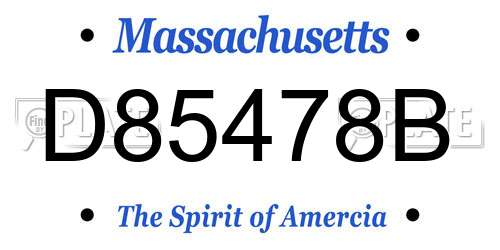 D85478B Massachusetts License Plate