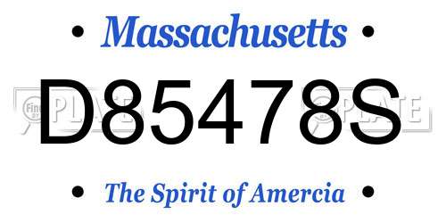 D85478S Massachusetts License Plate