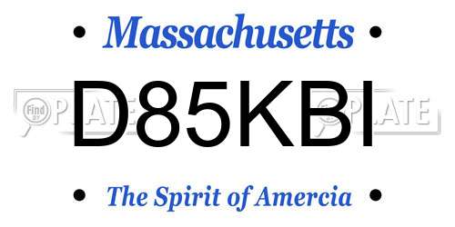 D85KBI Massachusetts License Plate