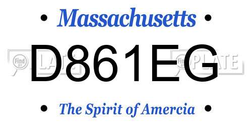 D861EG Massachusetts License Plate