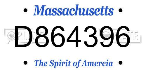 D864396 Massachusetts License Plate