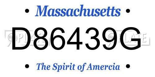 D86439G Massachusetts License Plate