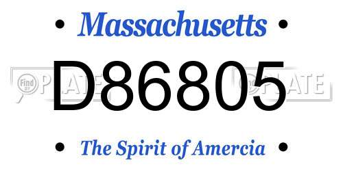D86805 Massachusetts License Plate