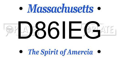 D86IEG Massachusetts License Plate