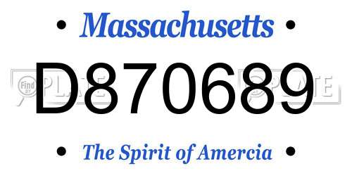 D870689 Massachusetts License Plate
