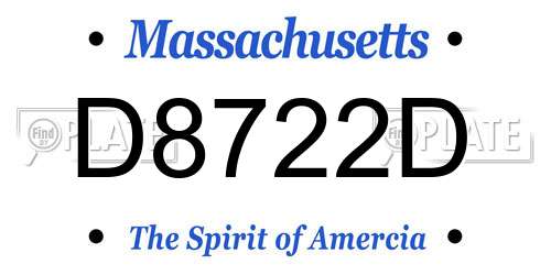 D8722D Massachusetts License Plate