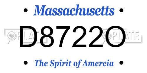 D8722O Massachusetts License Plate