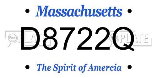 D8722Q Massachusetts License Plate