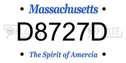 D8727D Massachusetts License Plate
