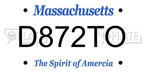 D872TO Massachusetts License Plate