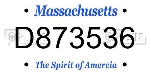D873536 Massachusetts License Plate