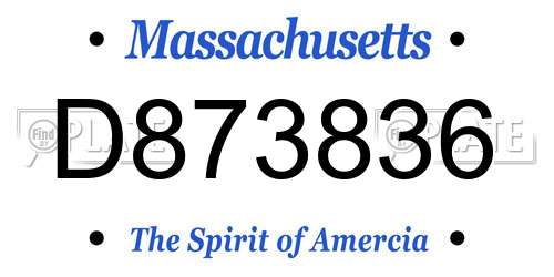 D873836 Massachusetts License Plate
