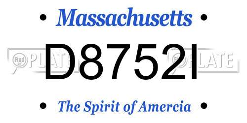 D8752I Massachusetts License Plate