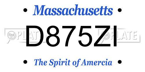 D875ZI Massachusetts License Plate