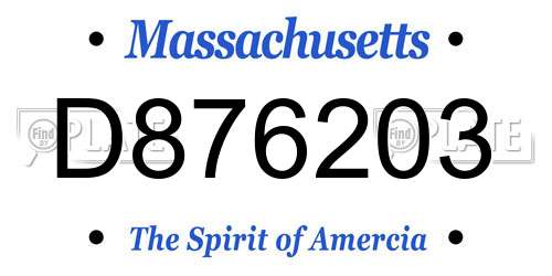 D876203 Massachusetts License Plate
