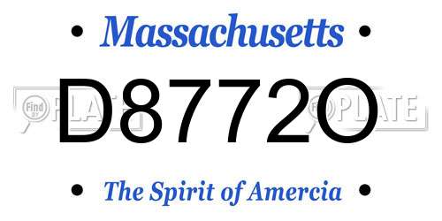 D8772O Massachusetts License Plate