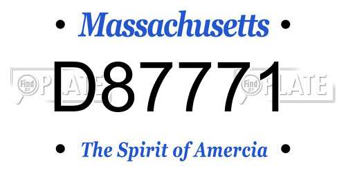 D87771 Massachusetts License Plate