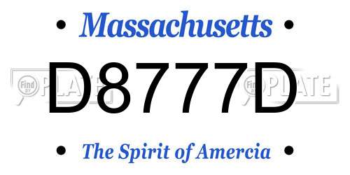 D8777D Massachusetts License Plate