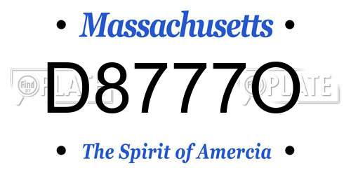 D8777O Massachusetts License Plate