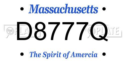 D8777Q Massachusetts License Plate