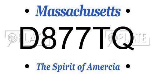 D877TQ Massachusetts License Plate
