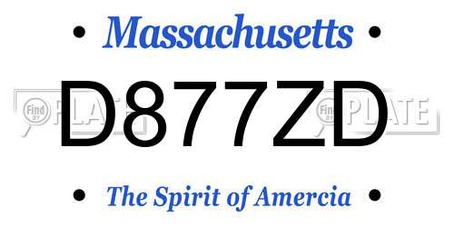 D877ZD Massachusetts License Plate
