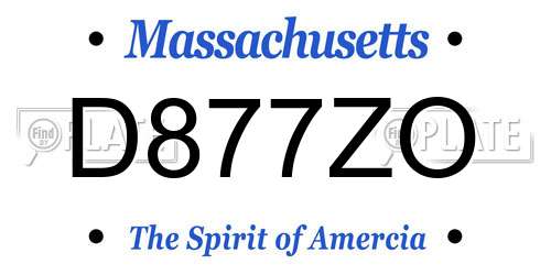 D877ZO Massachusetts License Plate