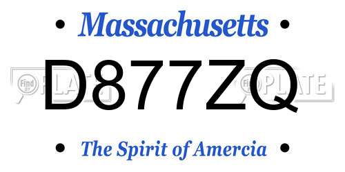 D877ZQ Massachusetts License Plate