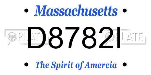 D8782I Massachusetts License Plate