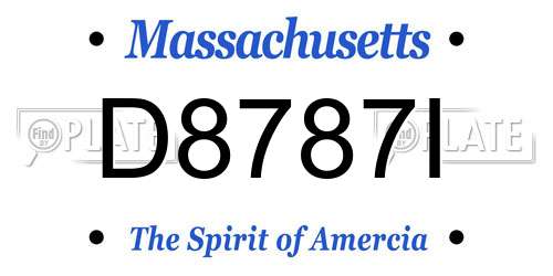 D8787I Massachusetts License Plate