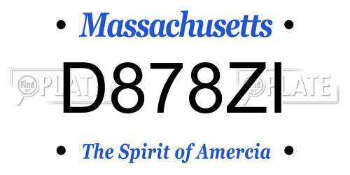 D878ZI Massachusetts License Plate