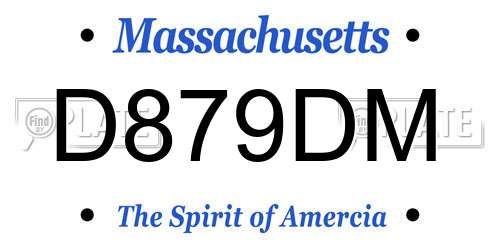D879DM Massachusetts License Plate