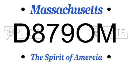 D879OM Massachusetts License Plate
