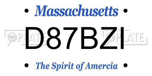 D87BZI Massachusetts License Plate
