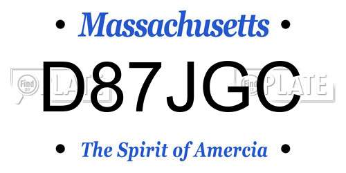 D87JGC Massachusetts License Plate
