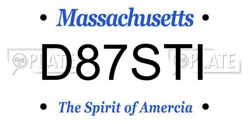 D87STI Massachusetts License Plate