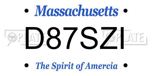 D87SZI Massachusetts License Plate