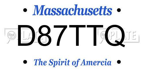 D87TTQ Massachusetts License Plate