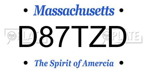 D87TZD Massachusetts License Plate