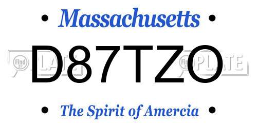 D87TZO Massachusetts License Plate