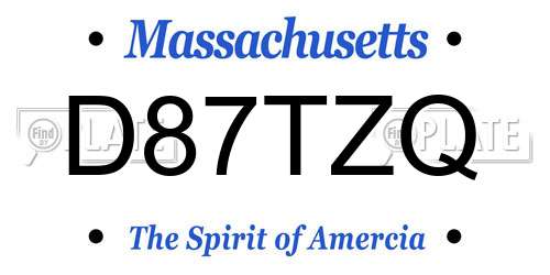 D87TZQ Massachusetts License Plate