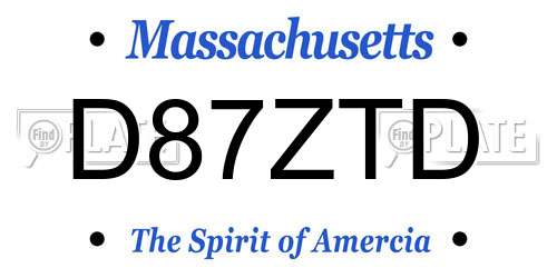 D87ZTD Massachusetts License Plate