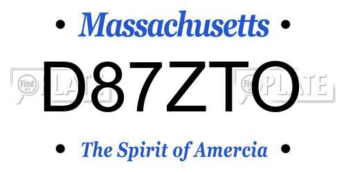 D87ZTO Massachusetts License Plate