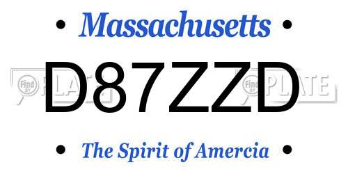 D87ZZD Massachusetts License Plate