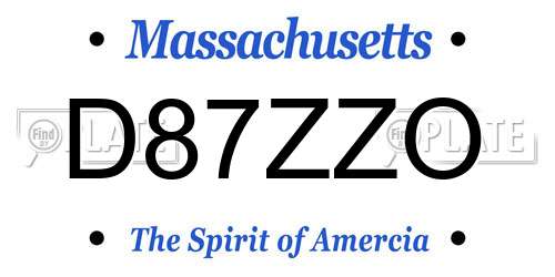 D87ZZO Massachusetts License Plate