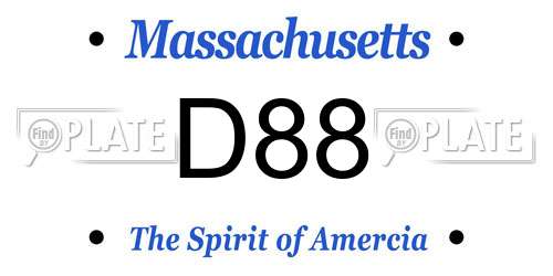 D88 Massachusetts License Plate