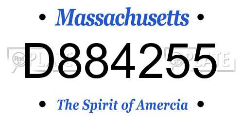 D884255 Massachusetts License Plate